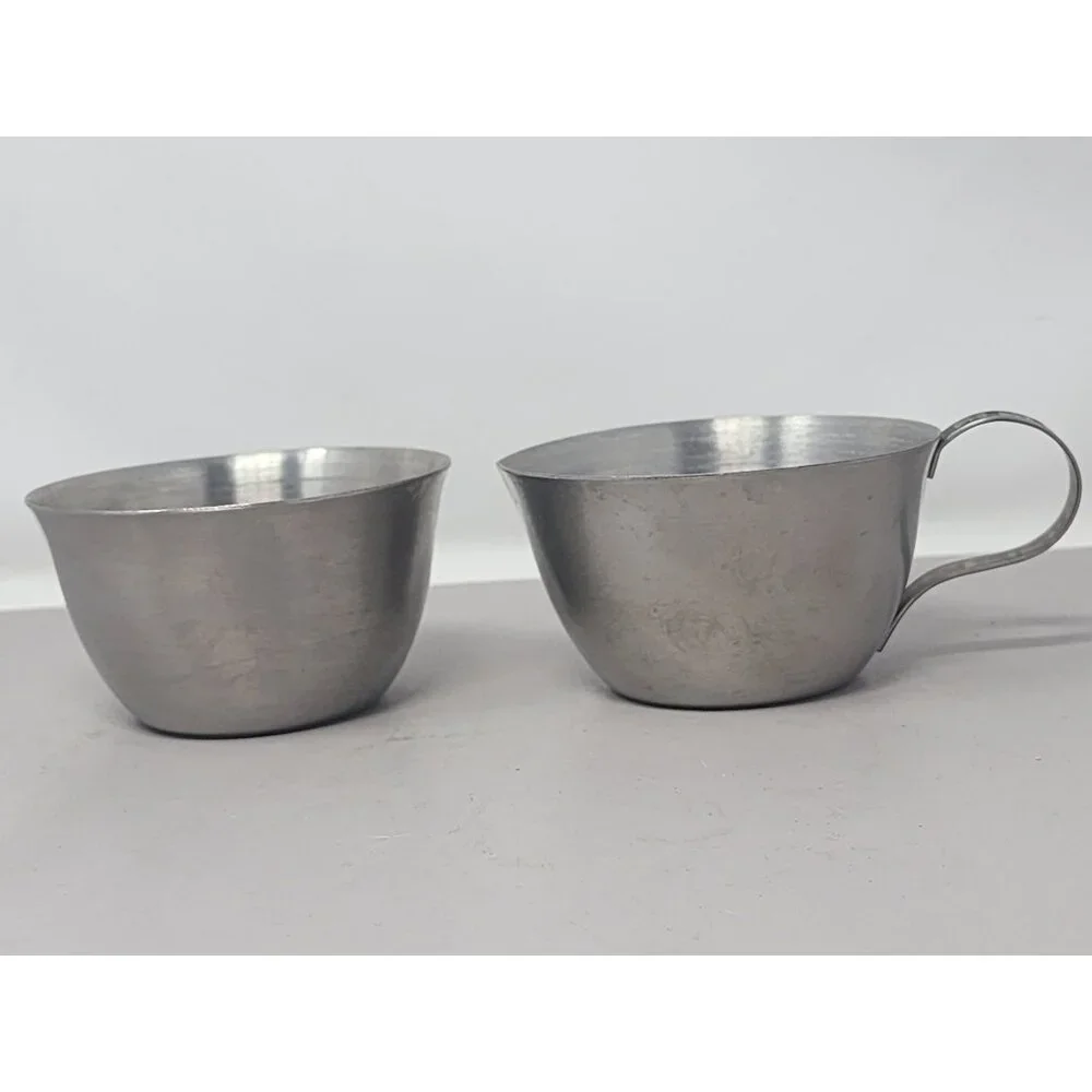 Vintage‎ Metal Sugar & Creamer Set With Butterflies On Handle